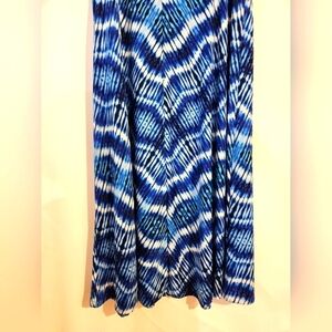 New Directions Blue and White Maxi Skirt PL